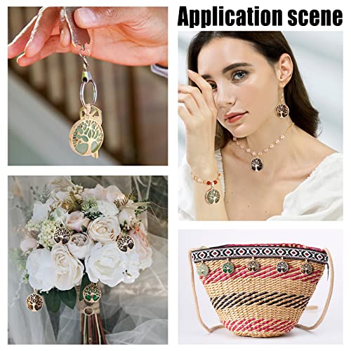 PH PandaHall Tree of Life Pendant Crystal Stone Charms Natural Synthetic Gemstone Pendant Flat Round Quartz Charms