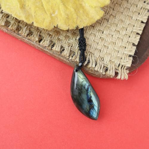 Anjiucc Natural Gemstone Tree of Life Black Obsidian/Golden Obsidian Pendant Necklace for Male and Female Necklace - color: Leaf Shaped