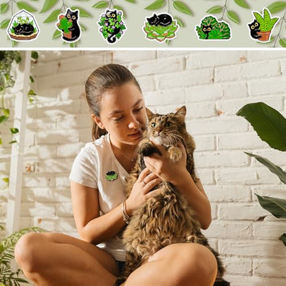 30/60 Pcs Cute Enamel Pins Bulk Plant Flower Animal Halloween Gothic Fall Pumpkin Cartoon Lapel Pin Brooches Jewelry Gift for Backpack Clothes Hats Accessories - style: Black Cat