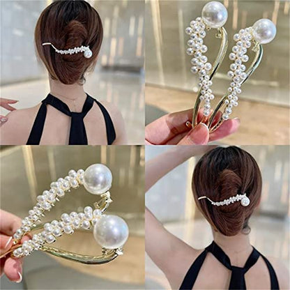 4PCS Hair Clip, Pearl Decor Banana Clip French Style Twist Hair Barrette Non Slip Jaw Hair Claws Hair Accessories