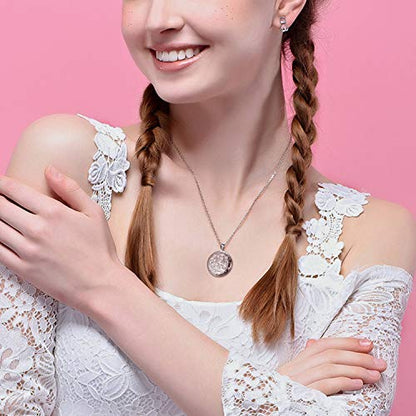 Locket Necklace that Holds Pictures Flower Lockets Pendant Necklaces Birthday Gifts Jewelry - style: Rose Round