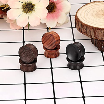 Qmcandy 2g-13/16 inch Sun Moon Natural Wood Wooden Acrylic Ear Tunnels Plugs Piercing Gauge Expander Set - color: D 6pcs 1/2"(12mm)