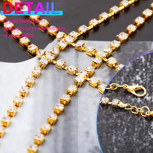Nicute Rhinestone Body Chain Jewelry Gold Bra Jewelry Bling Plus Size Body Chains for Women - color: Gold