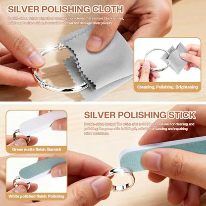 4 Pcs Horsehair Silver Cleaning Brushes Dauber Sterling Detail Polish Brush Applicator Set with Polishing Cloth for Silverware Plateware Jewelry Cleaner(Style B) - style: Style B