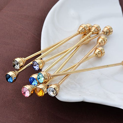 8PCS Men's Crystal Collar Bar Necktie Clasp Lapel Stick Brooch Shirt Collar Stay Cravat Tie Pin Stud Bar Clips Silver Gold Black Rose - color: Gold