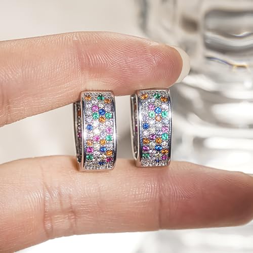 Luxury Paved Cubic Zirconia Hoop Earrings for Women Wedding Trendy Jewelry - color: E5322