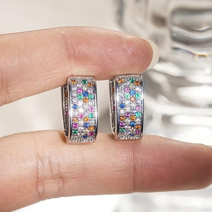 Luxury Paved Cubic Zirconia Hoop Earrings for Women Wedding Trendy Jewelry - color: E5322