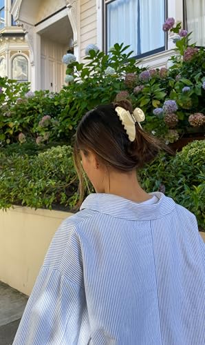 Luxury Creme Claw Clip for Women | Our Large 4 Inch Hair Clip Creates Beautiful Half Ups, Secure Updos & Chic Daily Styles | Premium Acetate Claw with Secure Hold & Snag Free Teeth for Easy Styling - color: Cream