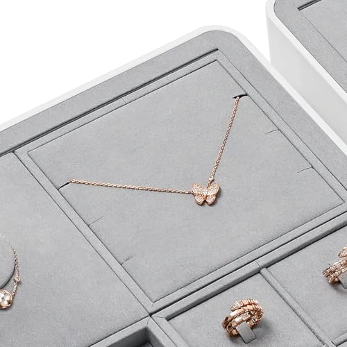 Microfiber Jewelry Pendant Display Tray Jewelry Necklace Organizer | Display Tray Gray - size: 5.5" x 5.52" x 0.78"