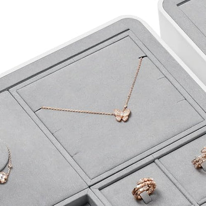Microfiber Jewelry Pendant Display Tray Jewelry Necklace Organizer | Display Tray Gray - size: 5.5" x 5.52" x 0.78"