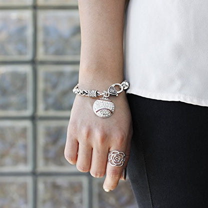 Silver Customized Charm Bracelet with Cubic Zirconia Jewelry - style: Baseball