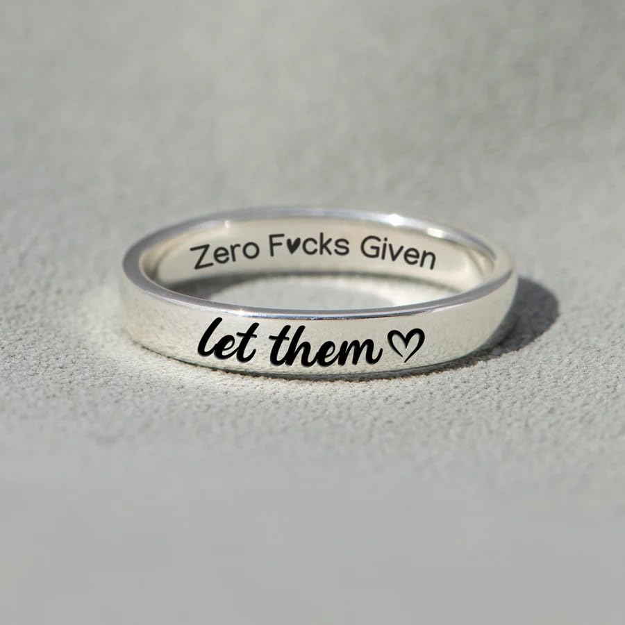 This Too Shall Pass But Fucking Hell Inspirational Mantra Ring For Women, Best Friends Engraving Stackable Self Worth Hidden Message Encouragement Friendship Gift Jewelry - color: Silver 6