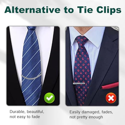 3 Packs Tie Chain for Men Fashion Necktie Clips and Chains Mens Accessories with Ring Clasps for Suits Neckties Vests and Trousers Elegant Tie Pins and Tacks for Business and Wedding Wear