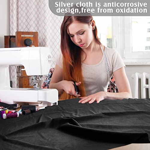 Jecery 2 Yard Anti Tarnish Silver Cloth Luxury Polishing Cloth by the Yard for Jewelry Silverware Flatware Silversmith Storage(Black) - color: Black