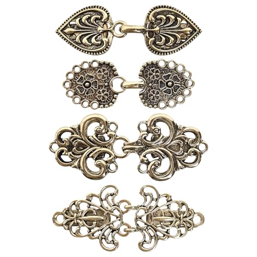 4-Piece Vintage Sweater Swirl Cape Cloak Clips for Dress Retro Cardigan Shawl Collar Clasp Dress Shirt Button Clip for Girl Women - color: Vintage Gold