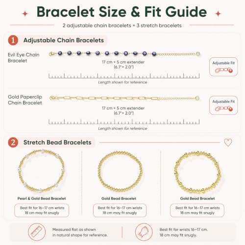 XUANPAI Evil Eye Bracelet for Women, 14K Gold Plated Beaded Bracelet Set | 5PCS Stackable Dainty Nazar Bracelet, Adjustable Turkish Eye Good Luck Protection Jewelry Gift for Mother’s Day Birthday - color: Blue