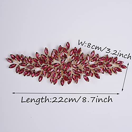JWICOS Bridal Headband Crystal Wedding Hair Vine Headpieces for Bride Hair Accessories for Women and Girls (Dark Red) - color: Dark Red