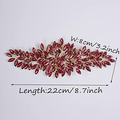 JWICOS Bridal Headband Crystal Wedding Hair Vine Headpieces for Bride Hair Accessories for Women and Girls (Dark Red) - color: Dark Red