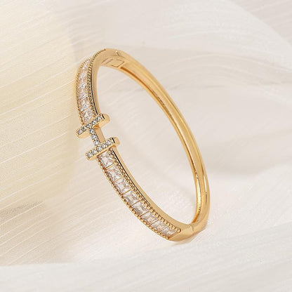 18K Gold H & Love Bangle Bracelets for Women, Stackable Cubic Zirconia H and Love Bracelet Set, Luxury Trendy Stack Jewelry Gift