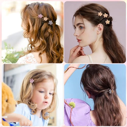CWJCYTNSN 16PCS Small Hair Claw Clips for Women Girls, Mini Crystal Flower Hair Clips, 0.8" Cute Metal Hair Pins, Nonslip Flower Bangs Side Clips for Thick Curly Hair Accessories - color: Crystal Flower