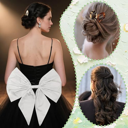 4 PCS French Hair Pins for Women Lialys Prestige Hair Pins for Buns, Updos & French Twist Hair Tool, Acetate Hair Pins Ideal for Thin & Thick Hair - color: black witer