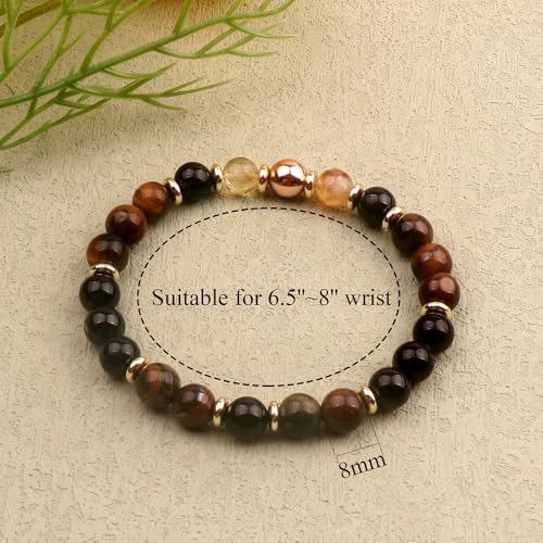 KSQS Healing Stone Bead Bracelet for Women, Natural Gemstones Balance Protection Bracelet, Spiritual Crystal Beads Bracelet Anxiety Relief with Meaning Card - color: Confidence