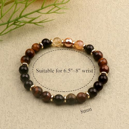 KSQS Healing Stone Bead Bracelet for Women, Natural Gemstones Balance Protection Bracelet, Spiritual Crystal Beads Bracelet Anxiety Relief with Meaning Card - color: Confidence