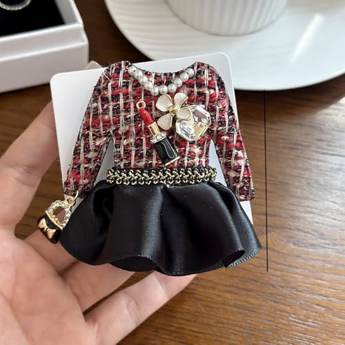 Fabric Dress Brooch Lapel Pin Lipstick Enamel Flower Cultured Pearl Crystal Pins Clip Suit Bags Backpack Scarf Clothes Accessories Brooches Fashion Jewelry for Women Mother - color: Red