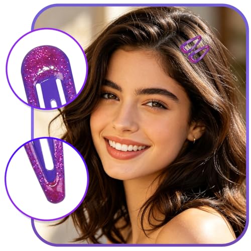 48 Pcs Cute Metal Snap Hair Clips, Non-Slip Barrettes for Women and Girls, Hair Accessories for Parties, School & Daily Use (purple) - color: purple