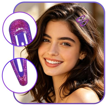 48 Pcs Cute Metal Snap Hair Clips, Non-Slip Barrettes for Women and Girls, Hair Accessories for Parties, School & Daily Use (purple) - color: purple