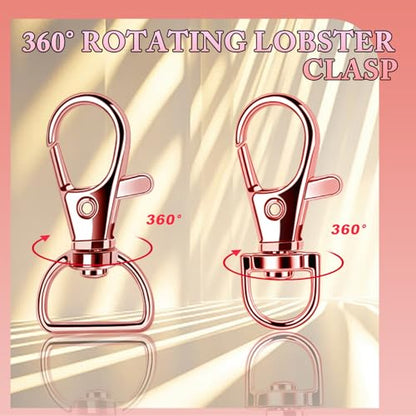 Teenitor 524PCS Key Chain Making Kit, Keychain Making Supplies Rose Gold Keychain Craft Supplies Key Chain Clips, Key Rings and Jump Rings for Jewelry Lanyard - color: Rose Gold