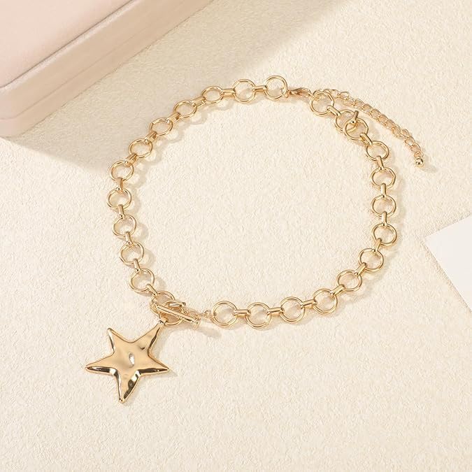 Sora Tuki Chunky Star Necklace for Women Trendy Big Statement Necklace Large Star Pendant Necklaces Thick Chain OT Toggle Necklaces Boho Chunky Jewelry - style: G