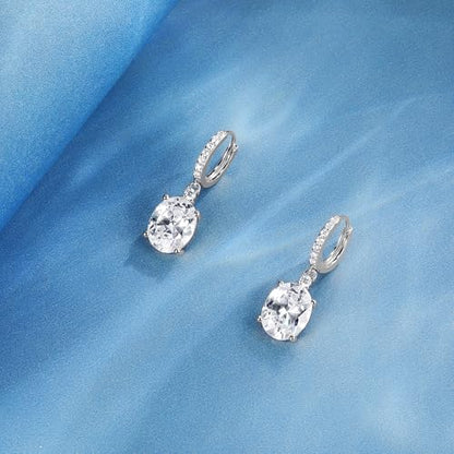 2-4 Pairs Dangle Drop Earrings for Women, 18K Gold Plated Cubic Zirconia Drop Dangle Huggie Hoop Earrings CZ Teardrop Hypoallergenic Jewelry - color: White-2 Pairs-Square//Oval