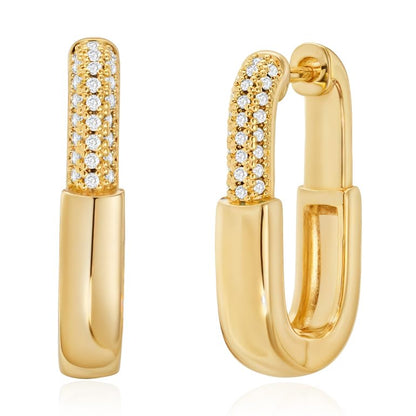VALLOEY ROVER Chunky Gold Hoop Earrings for Women Hypoallergenic | 14k Gold Plated Small Thick Square Turquoise Cubic Zirconia Huggie Hoop Earrings for Women Fashion Trendy Jewelry Gift - color: CZ Hoop