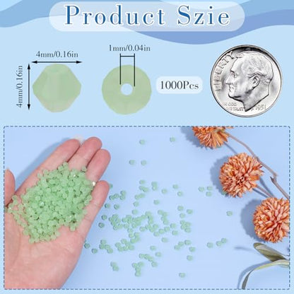 1000Pcs 4mm Faceted Crystal Glass Bicone Beads Loose Bead for DIY Bracelet Necklace Earring Keychain Jewelry Making,Jade Green - color: Jade green