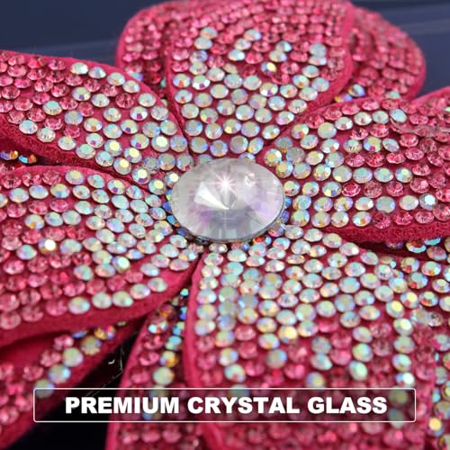 3.74 Inches Rhinestone Camellia Flower Brooch Pins & Hair Clips for Women Elegant Created Crystal Lapel Pin Brooches Wedding Party - color: Rose