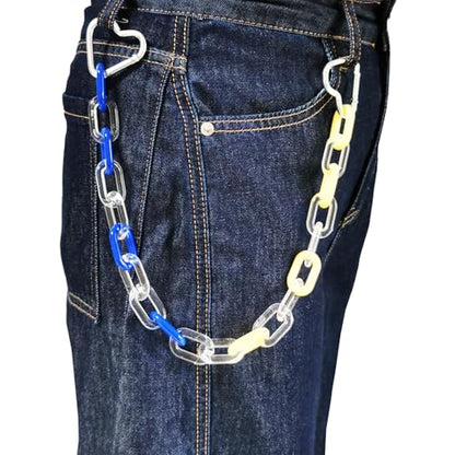 Colorful Acrylic Pants Pocket Chain Hip Hop Jeans Chain,Acrylic Chain Strap for Purse Handbag Diy Accessory - style: Clear Blue Yellow