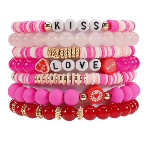Twinfree Bohemia Beaded Bracelet for Women, Polymer Clay Stretch Bracelets - color: color 59