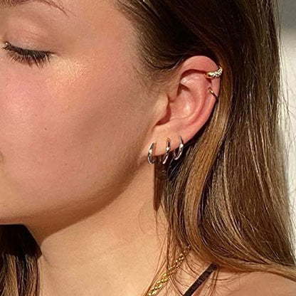 PABBEU 925 Sterling Silver Small Hoop Earrings Set for Women Hypoallergenic | 3Pairs Cubic Zirconia Small Huggie Hoop Earrings Set 13/15/20mm,Nickel-Free Lightweight Comfortable Sleeper Earrings Gift Set - color: 13/15/20mm T Silver