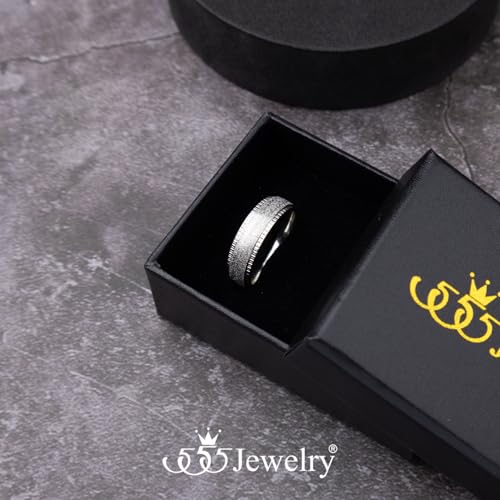 555Jewelry 4mm Sandblast Stainless Steel CZ Wedding Band Ring for Women & Men - color: Silver Style 10
