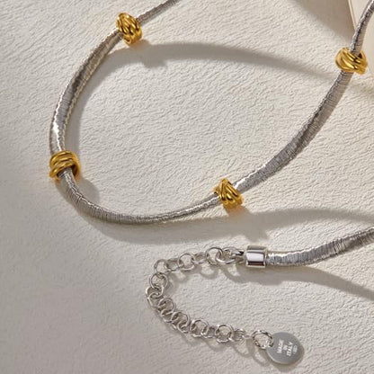Handmade in Italy Necklace S925 Silver Twist Choker-Necklaces Minimalist Coil Craft Jewelry Mother's Day Christmas Gift for Women - color: 04
