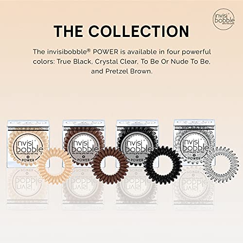 invisibobble Power Traceless Spiral Hair Ties - 3 Pack - Pretzel Brown - Strong Elastic Grip Coil Hair Accessories for Active Women - No Kink, Non Soaking - Gentle for Girls Teens and Thick Hair - color: brown