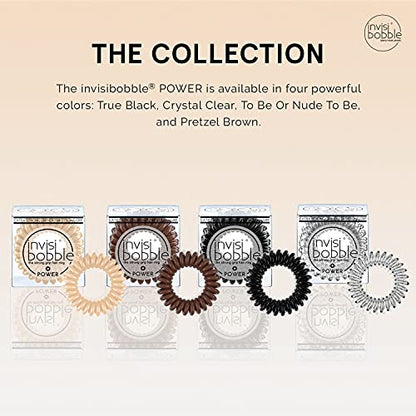 invisibobble Power Traceless Spiral Hair Ties - 3 Pack - Pretzel Brown - Strong Elastic Grip Coil Hair Accessories for Active Women - No Kink, Non Soaking - Gentle for Girls Teens and Thick Hair - color: brown