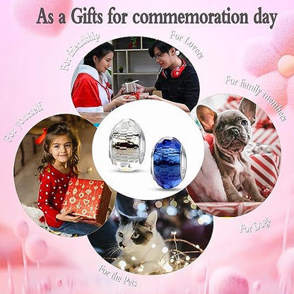 MICOO 925 Sterling Silver Charms for Bracelets,Fashion DIY Dangle Pendants Beads Simulated Birthstone Charms,Birthday Gifts for Women - color: 2 Blue and White Charms