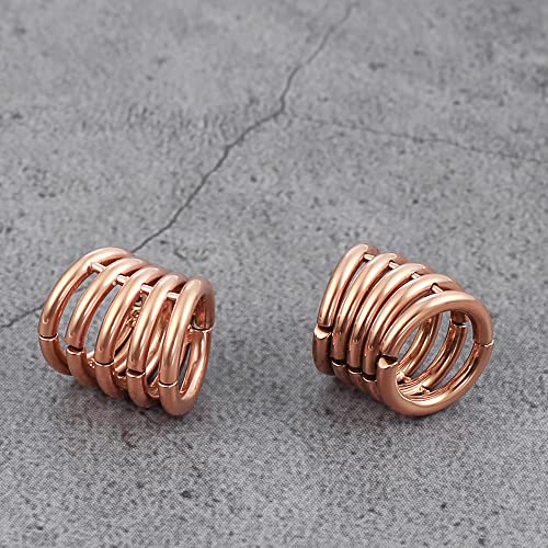 Casvort 2 PCS Hypoallergenic 316 Stainless Steel 00G/3/4'' Stacked Ring Cuffs for Stretched Lobe Ear Gauges Plugs Ear Tunnels Stretcher Earring Studs Clip on Cartilage Body Piercing Jewelry - color: Rose Gold 10mm (00g)