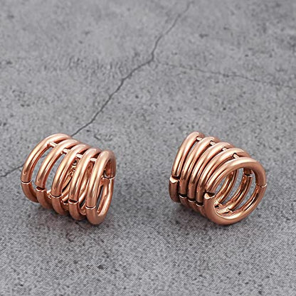 Casvort 2 PCS Hypoallergenic 316 Stainless Steel 00G/3/4'' Stacked Ring Cuffs for Stretched Lobe Ear Gauges Plugs Ear Tunnels Stretcher Earring Studs Clip on Cartilage Body Piercing Jewelry - color: Rose Gold 10mm (00g)