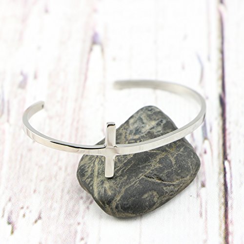 𝐂𝐫𝐨𝐬𝐬 𝐁𝐫𝐚𝐜𝐞𝐥𝐞𝐭 Religious Cuff Bangle 𝐁𝐢𝐛𝐥𝐞 𝐕𝐞𝐫𝐬𝐞 Christian Gifts Jewelry for 𝐖𝐨𝐦𝐞𝐧 - style: Silver blank cross cuff
