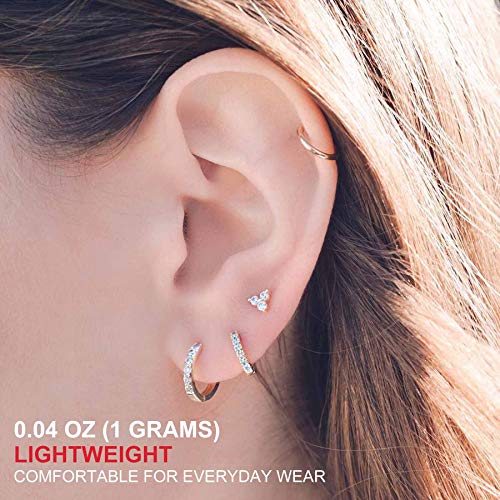 Gacimy Hoop Earrings for Women 14K Gold Plated Cartilage Stud Small Huggie Ear Cuff - color: Rose Gold & CZ, size: 13MM
