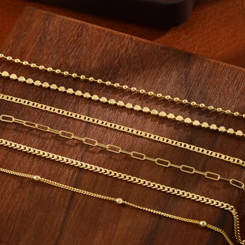 MFRYK Gold/Silver Bracelets For Women,Trendy 14k Gold/Silver Plated lightweight Dainty Chunky Thin Cuban Link Paperclip Chain Tennis Bangle Bracelets Stack Set,Ring Hand Chain Bracelet,Gold Jewelry Gift For Women Fashion Accessories - style: 6Pcs thin cub