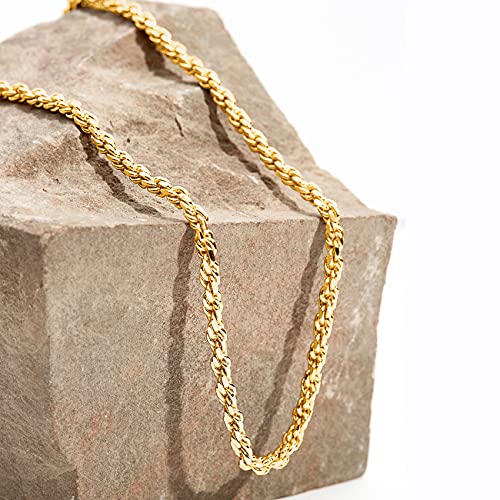 PAVOI 14K Gold Plated Adjustable Link Chain Necklace for Women | Box Rope Sphere Bead Serpentine Anchor Mariner Gold Chain Necklaces - color: Yellow Gold, style: Rope